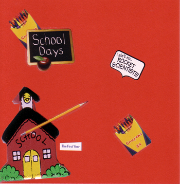 Schoolhouse and crayons