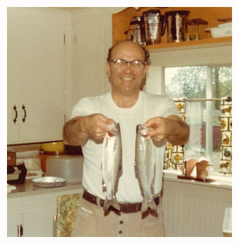 Jay holding fish