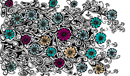 This abstract illustration represents the combination of ontology and sustainability in Yagelski's text through its use of difference and repetition. Abstract illustration, multicolor flowers and black stem: Talitha May 2014