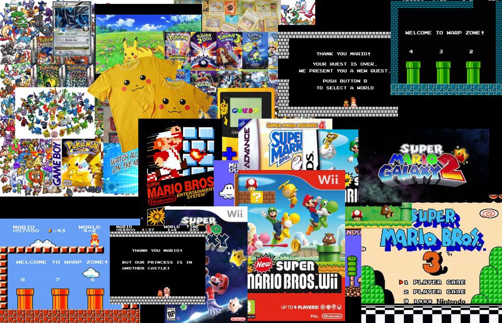 Collage: video game series and merchandise