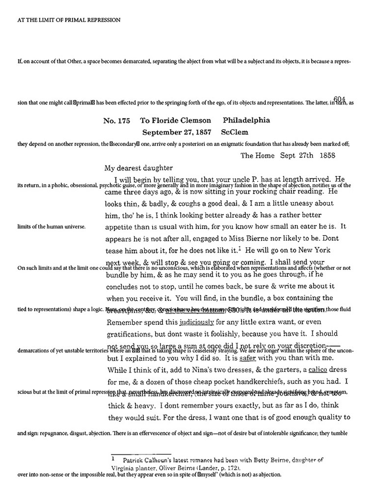 text-heavy image of 1856 letter annotated with strings of text spread over the page.'