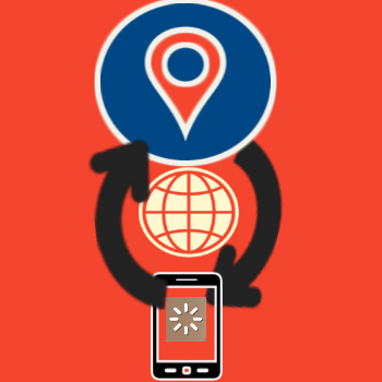 image of globe with mobile and location icon