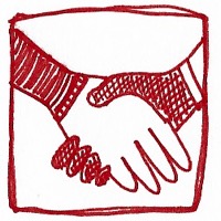 A drawing of a handshake