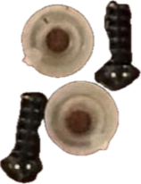 Two plastic craft safety eyes and washers.